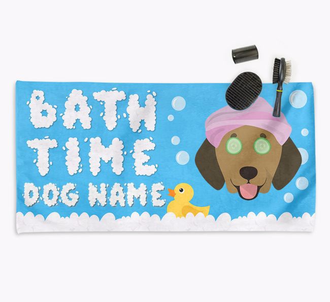 'Bubble Bath Time' Personalised Dog Towel for your {breedCommonName}